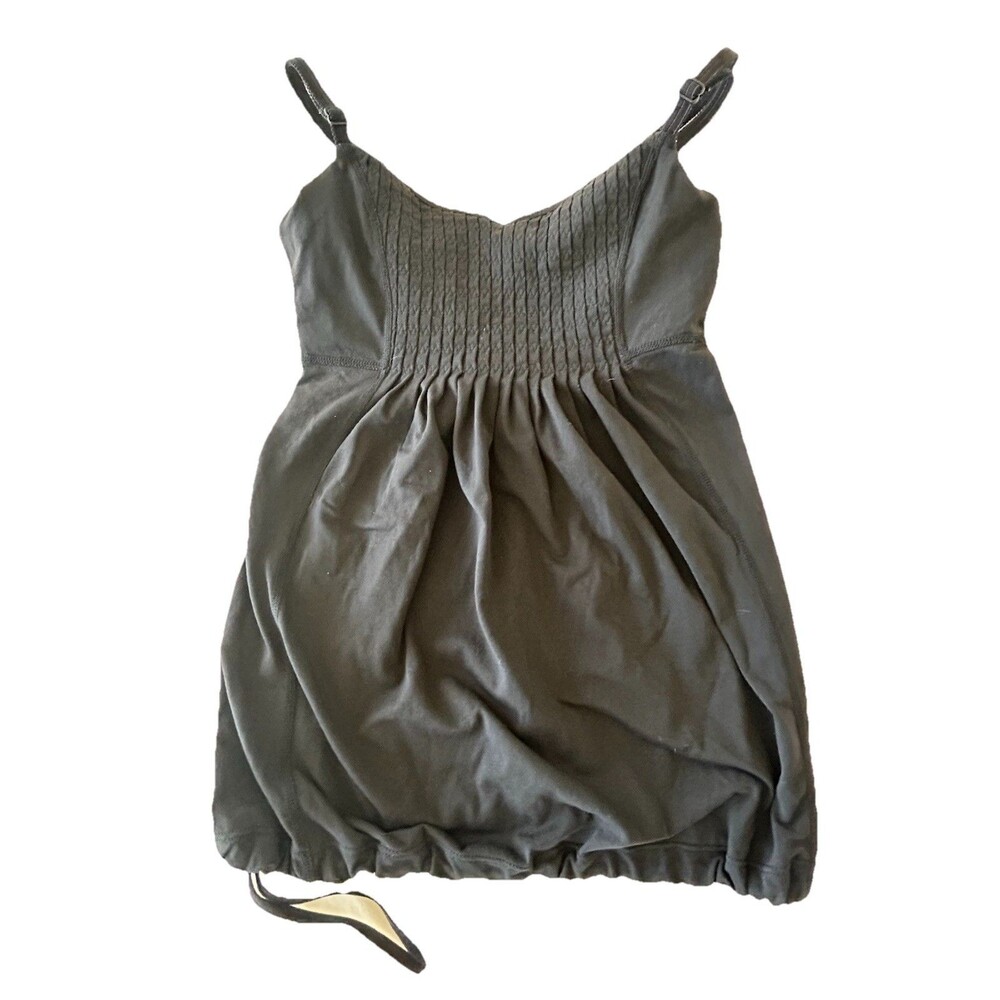 Lululemon Black Gathered Bubble Hem Tank Top Built In Bra Womens Size 2